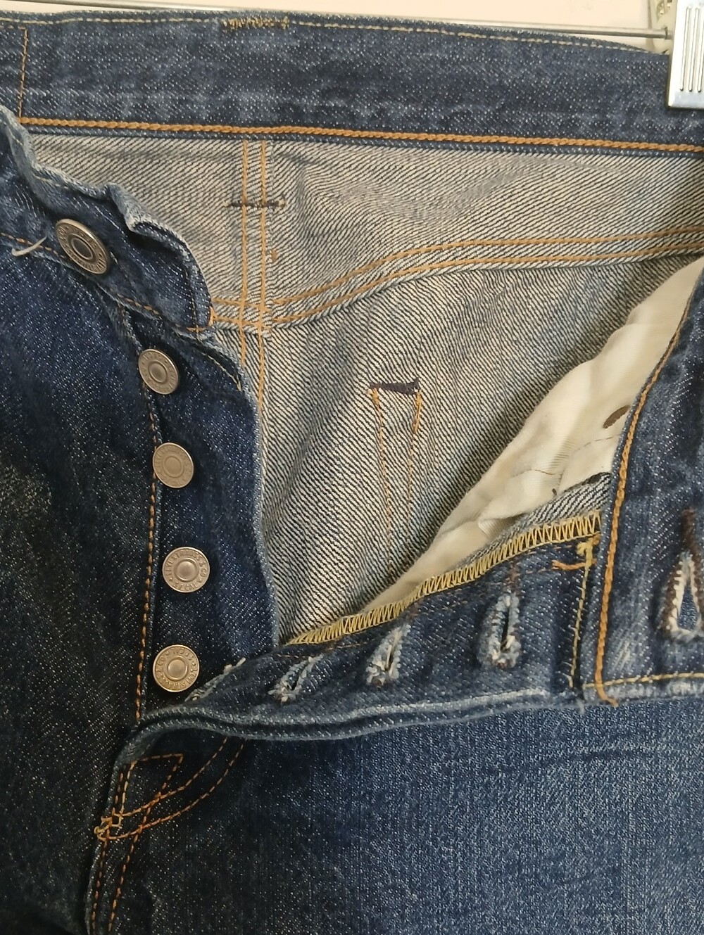 Levi's Blue Denim 501® Straight Jeans with Leather Patch 31x32